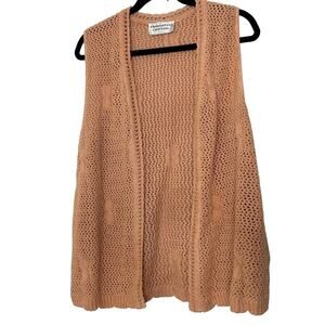 Western crochet vest duster neutral color boho cottagecore size medium